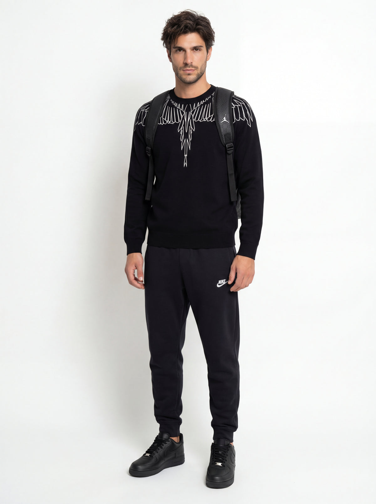 CW2288 001 Air + County of Milan Felpa + Nike Pantaloni Tuta + Jordan Zaino - 01